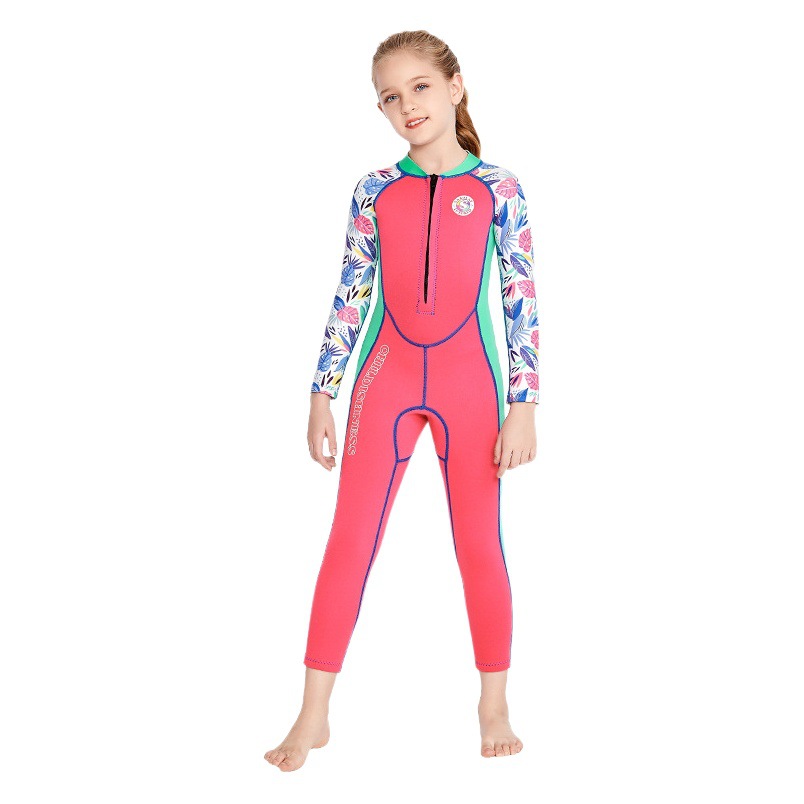 Cross-border children's diving suit 2mm one-piece long sleeve warm cold-resistant swimming suit snorkeling surfing children's swimming suit