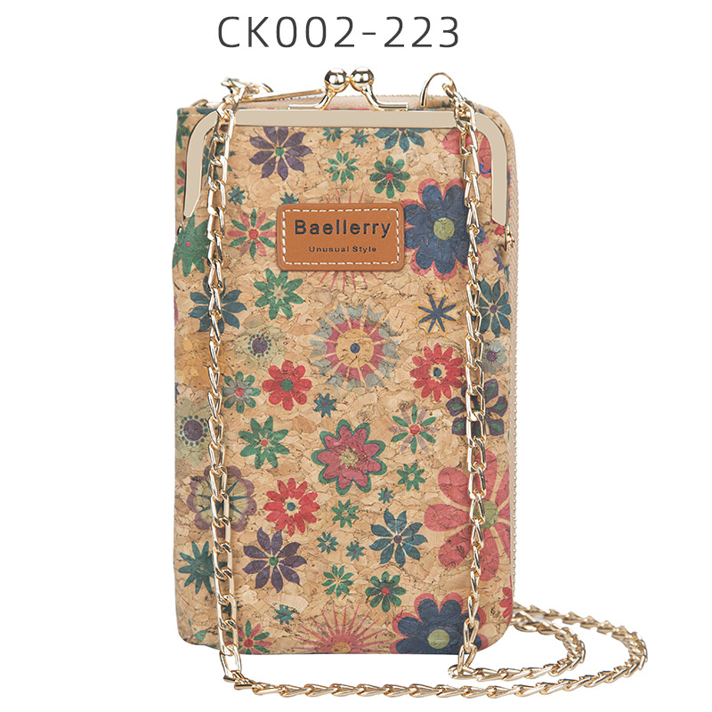 Picture of baellerry ladies wallet vertical wood grain mobile phone bag multi card wallet chain shoulder messenger bag wholesale
