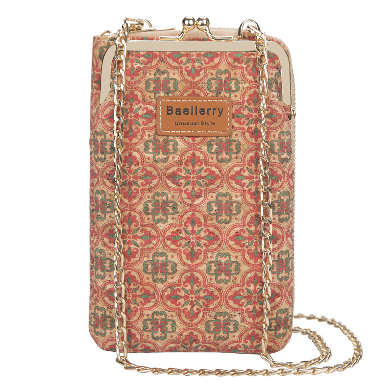 Picture of baellerry ladies wallet vertical wood grain mobile phone bag multi card wallet chain shoulder messenger bag wholesale