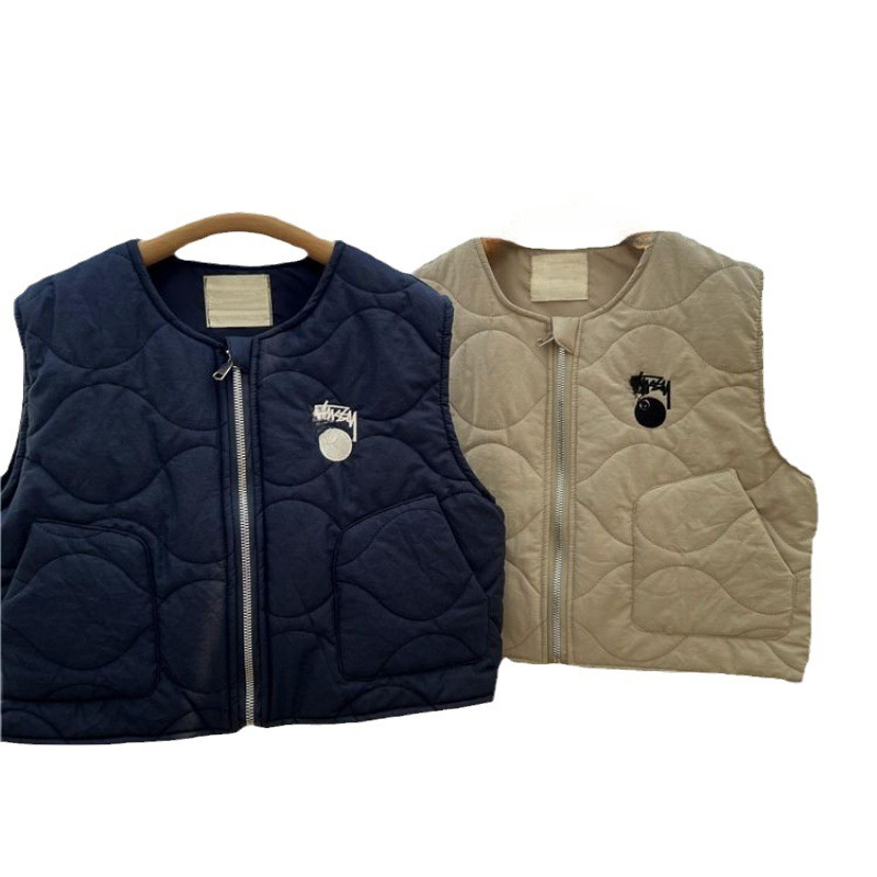 Picture of New 2023 Korean style children's thin cotton vest boys and girls workwear style quilted vest warm waistcoat fashion