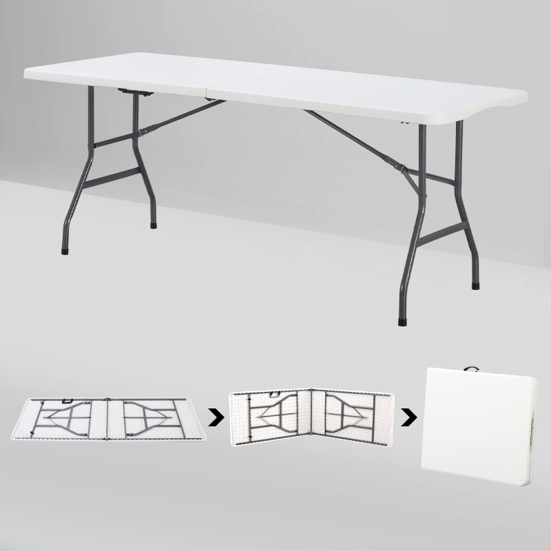 Picture of 1.8m Outdoor Plastic Folding Table Conference Long Blow Molded Table Night Market Stall Table Portable Banquet Dining Table