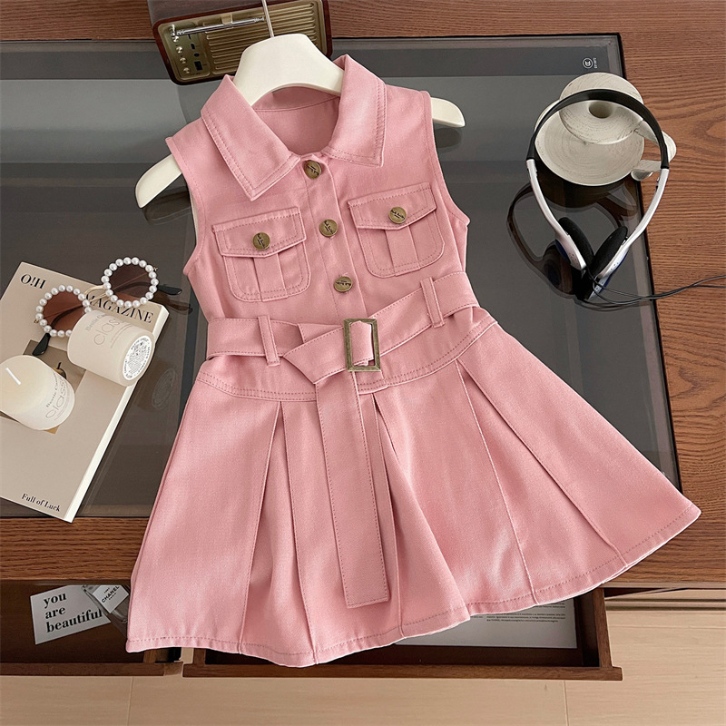 Girls Dress Summer 2025 New Children's Korean Style Sleeveless Vest Princess Dress Fashionable Summer Denim Dress Trendy