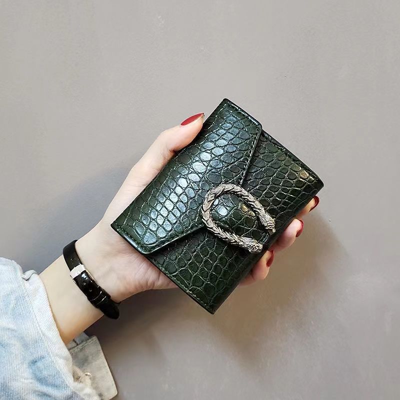 Picture of New Wallet Female Student Folding Super Small Coin Purse Fashionable Crocodile Pattern Multi-Card Small Card Bag Simple Clutch Bag