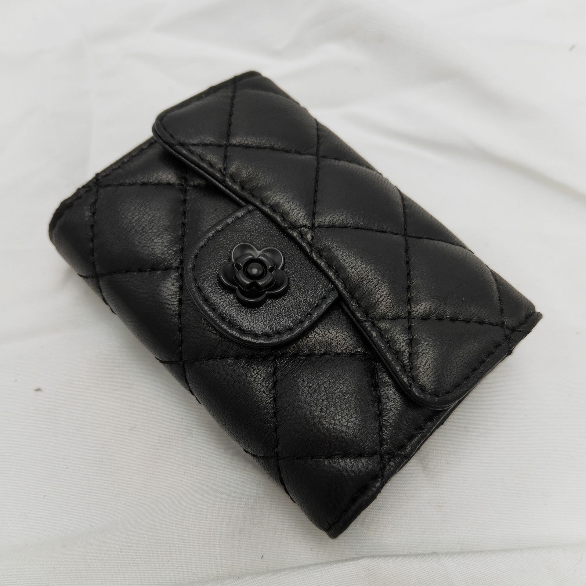 2025 New European and American Sheepskin Embroidered Card Bag Multifunctional Genuine Leather Women's Coin Purse Fashion Coin Small Bag