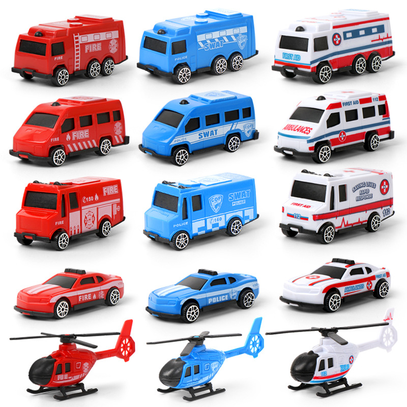 Picture of Children's toy car suit boy back to force sliding car military tank armored vehicle fire truck engineering vehicle