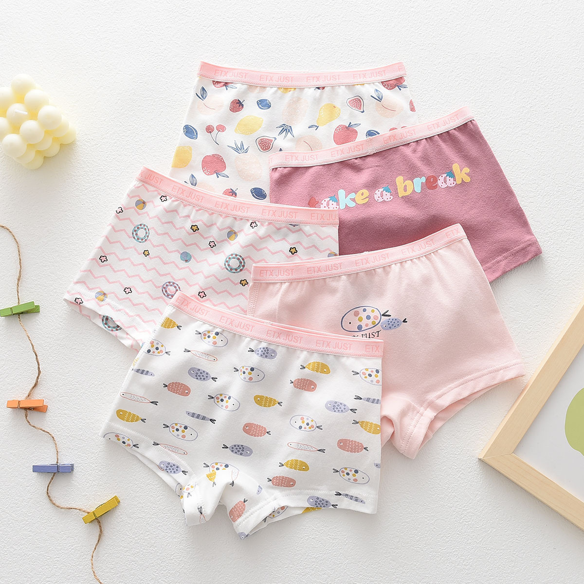 Picture of ETX women's children's underwear girls cotton underwear children's baby boxer shorts baby toddler boxer shorts 5 pieces