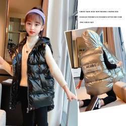 Girls' down Cotton Vest 2023 New Children's Mid-Length Style Autumn and Winter Korean Style Outerwear Vest Top