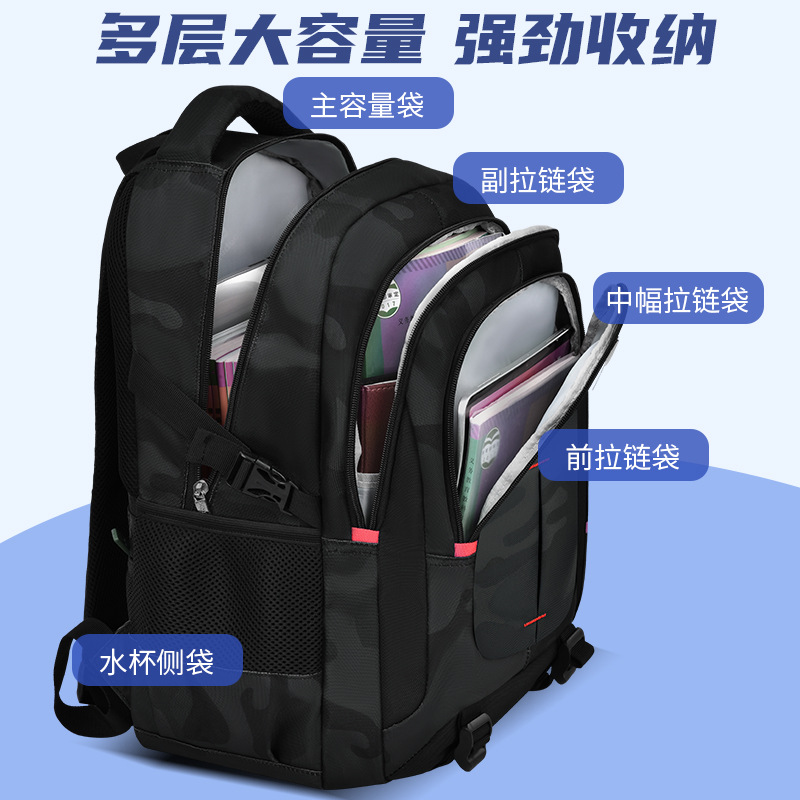 Picture of 2025 New Junior High School School Bags Boys Middle School Students Extra Large Capacity Male High School Students Burden-Reducing Travel Backpacks