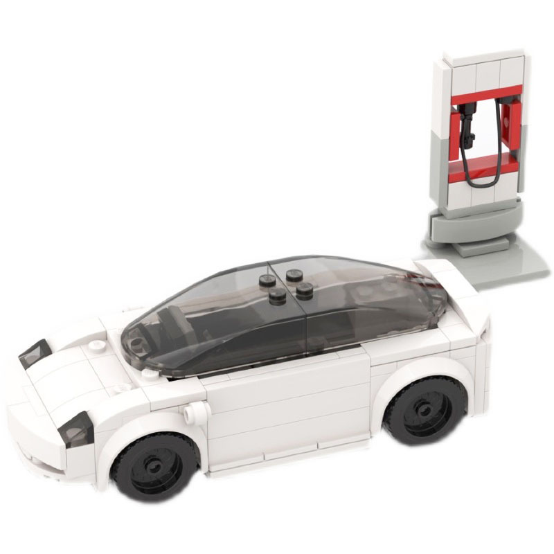 Picture of MOC blocks compatible with Lego small particles patchwork set sports car toy car Tesla Model 3
