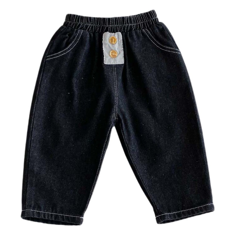 Korean style autumn children's solid color jeans baby boys' casual pants newborn baby simple trendy trousers