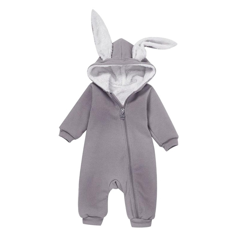 2024 Spring and Autumn New Baby Children's Wear Rabbit Ear Cotton Baby's Suit fleece-lined Warm Climbing Wear Cross-border