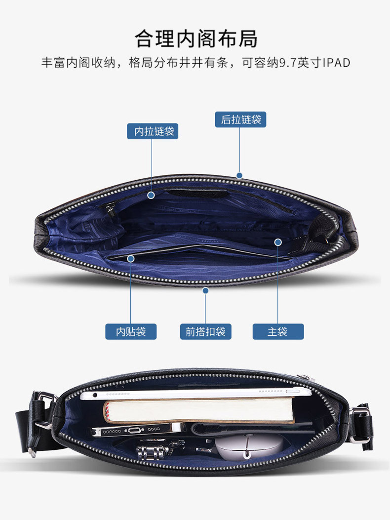 Picture of King Paul Genuine Leather Men's Crossbody Bag Men's Shoulder Bag Business Commuter Large Capacity New Cowhide Bag Wholesale