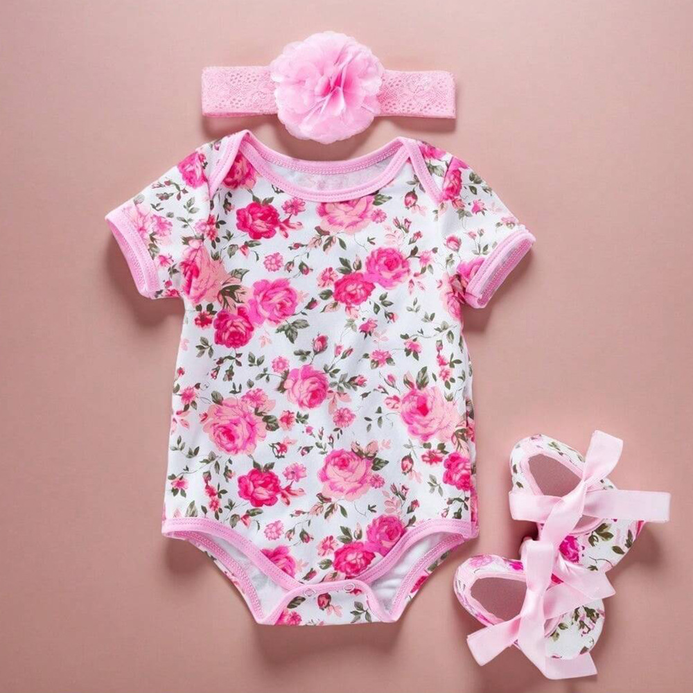 Picture of Factory Direct Sales Baby Jumpsuit Summer Baby Short-Sleeved Harem Shoes Rose Leopard Print Romper Suit