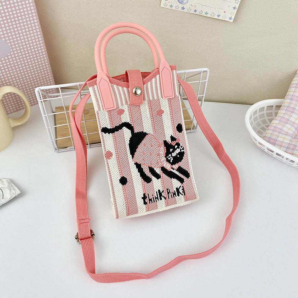 Picture of Shoulder Crossbody Mobile Phone Bag Cute Knitted Hand Bag Cartoon Large Capacity All-match Coin Purse Handbag Wholesale
