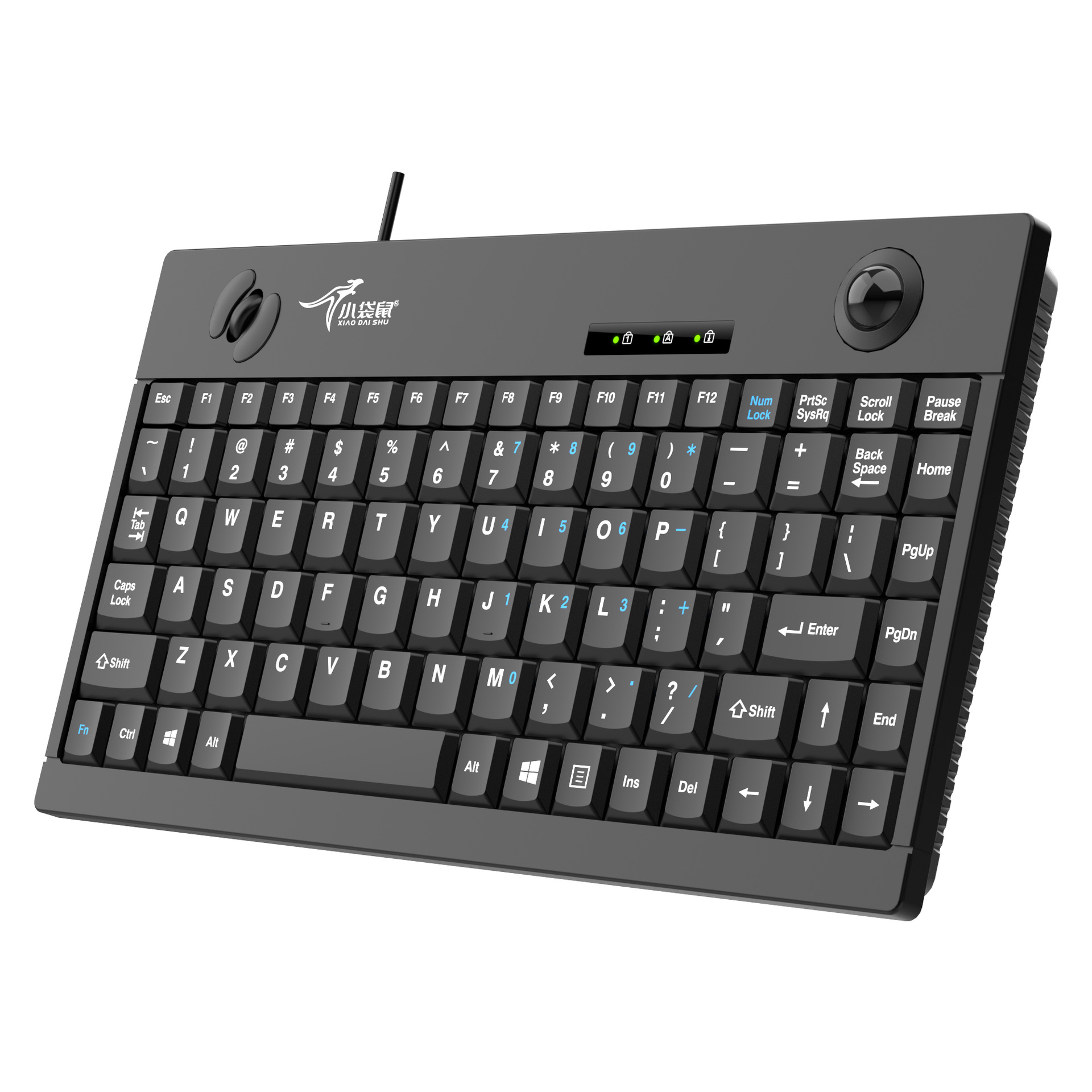 Picture of Small kangaroo DS-9829USB industrial integrated rolling track ball keyboard and mouse industrial control external keyboard and mouse suit