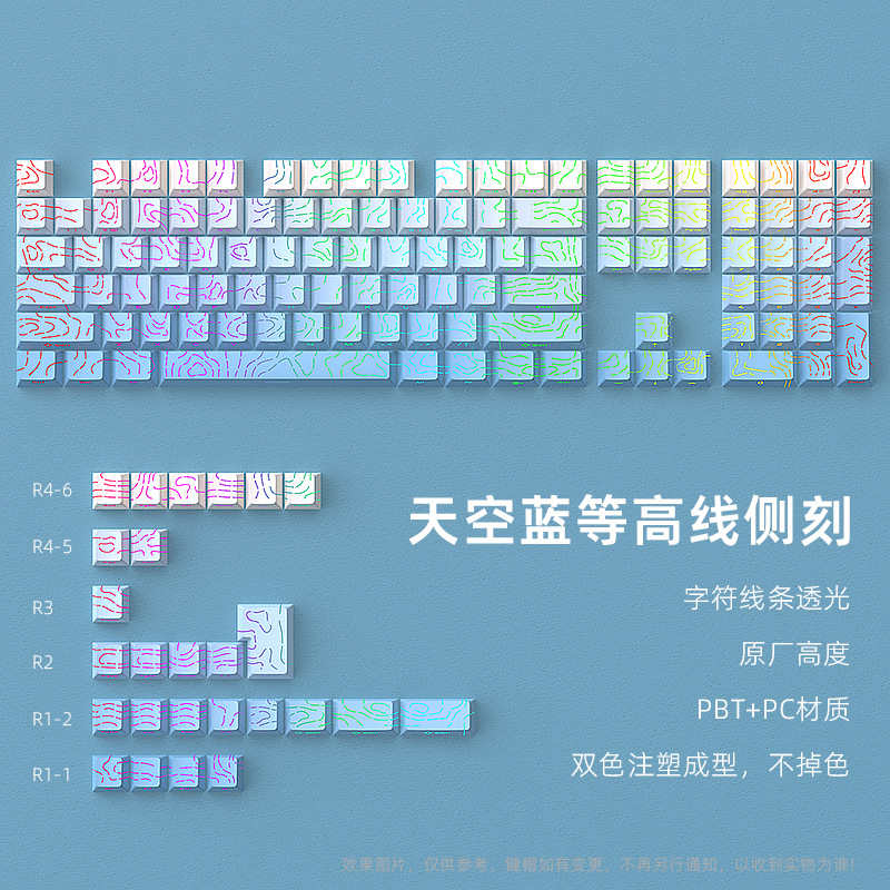 Picture of Contour side engraved mechanical keyboard key cap line light transmission compatible with American lion wooting60made68ace68