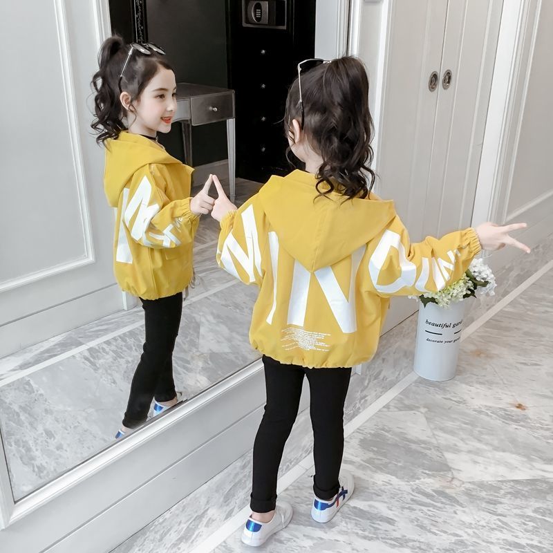Picture of Girls' 2020 new spring and autumn coat Korean style autumn clothing children's medium and big children hooded little girl loose jacket top