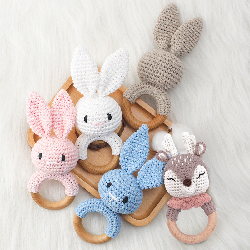 Amazon's New Baby Crochet Animal Rattle Knitted Cartoon Doll Baby Soothing and Chewable Toy