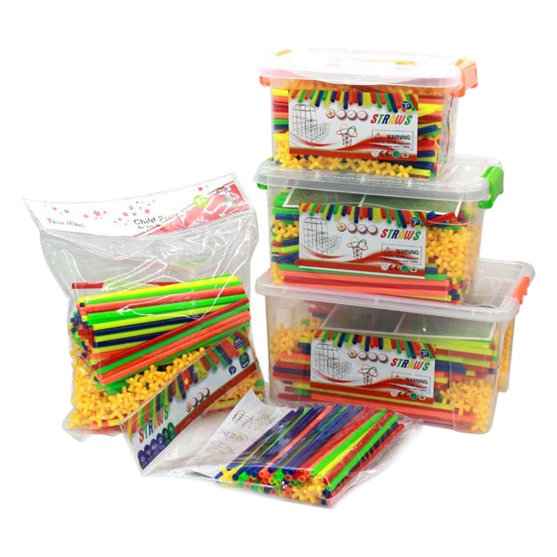 Yiwu foreign trade toys creative 4D straw assembly block kindergarten children's toys early education 3-7 years old diy