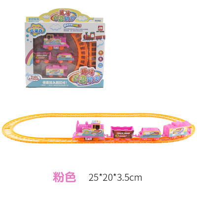Picture of Children's electric DIY track small train toy set model night market stall goods Source push gift wholesale steam