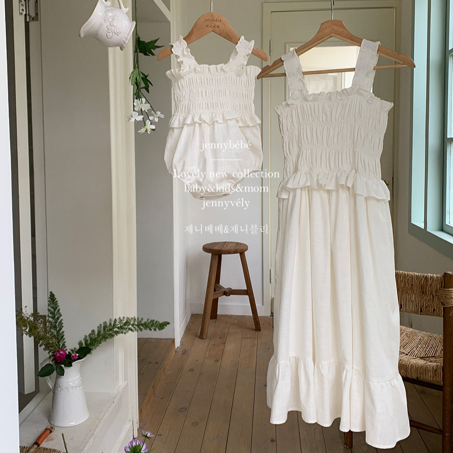 Picture of Korean-style Mother-daughter Parces' Ins-style Baby Girl's Lace dress Baby's Fresh-style Sling Ass-fitted Fart Clothes