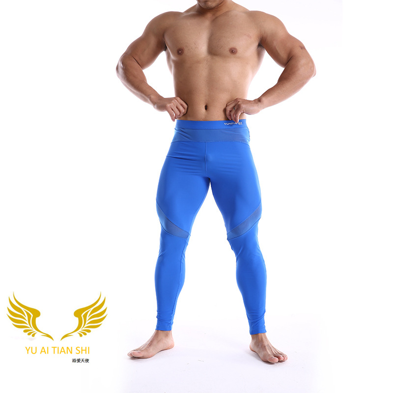 Picture of In stock men's nylon mid-waist sports fitness single pants fashion casual pants one-piece delivery tight pants men