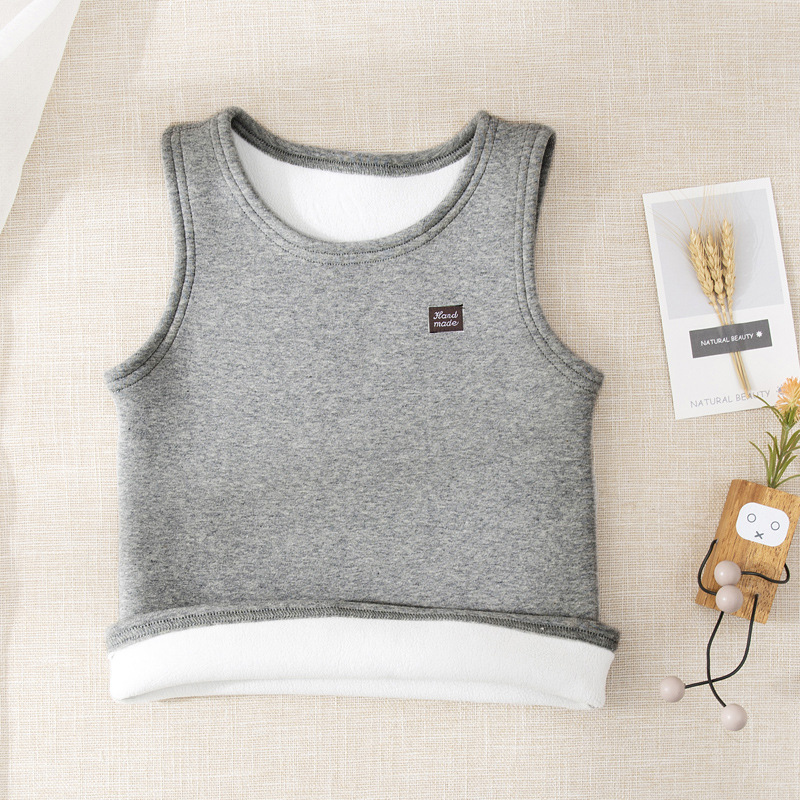 Picture of Children's one-piece velvet vest for spring and autumn close-fitting fleece-lined thick white bottoming warm girls' vest for boys