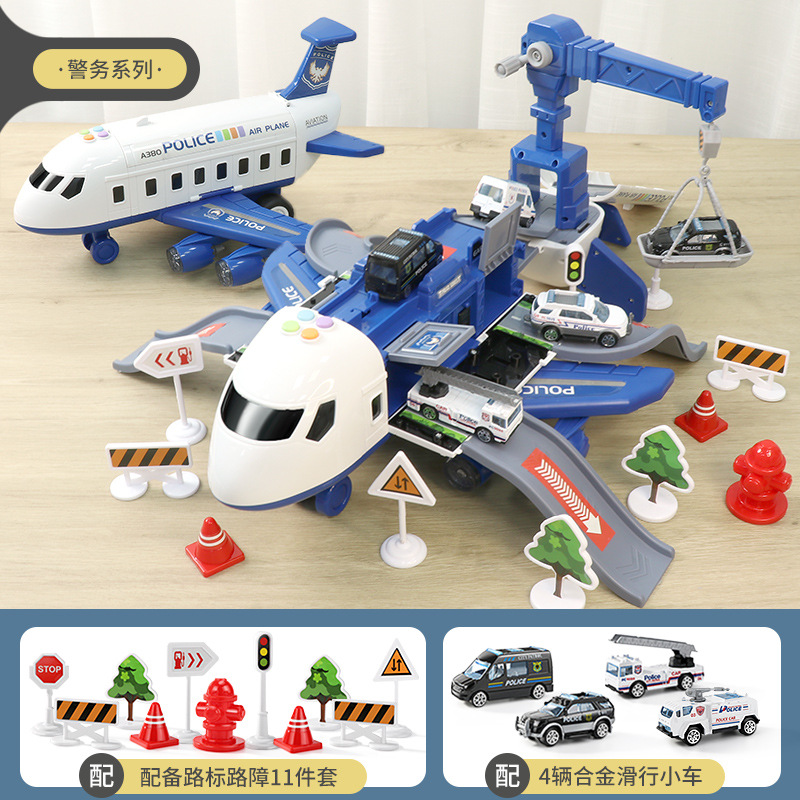 Picture of Cross-border explosions children's aircraft toy boy educational rail car large fire engineering alloy baby car