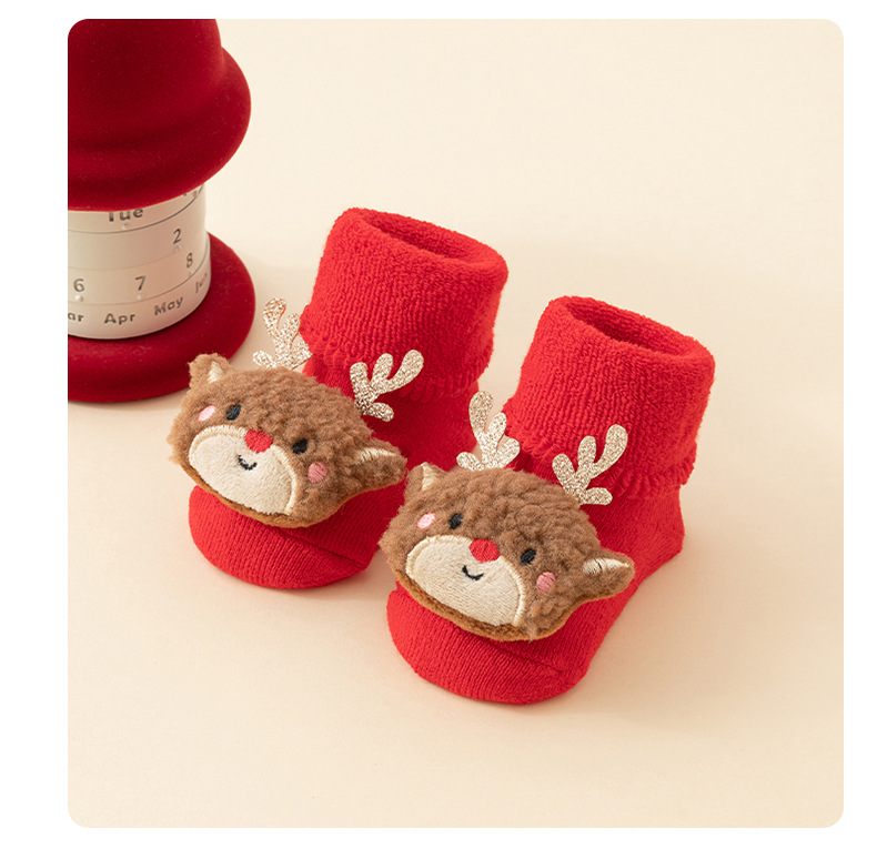 Picture of Newborn baby baby terry socks autumn and winter thick non-slip Christmas socks toddler red floor socks wholesale