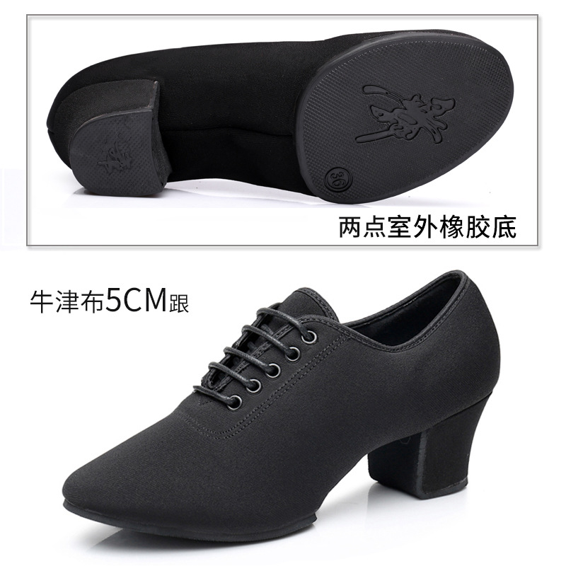 Picture of Female Adult Latin Dance Shoes Teacher's Shoes Oxford Cloth Mid-Heeled Square Dance Shoes Dancing Soft Sole Ballroom Dance Breathable
