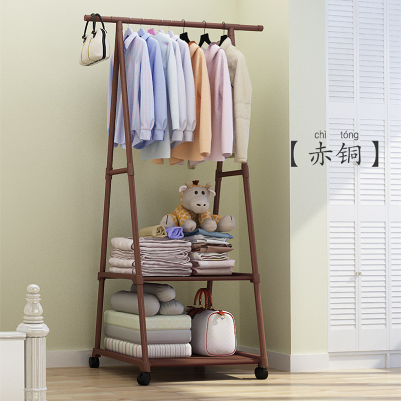 Picture of Coat Rack Triangle Coat Rack Floor Wheeled Mobile Multi-Layer Storage Rack Simple Modern Hanger Drying Rack