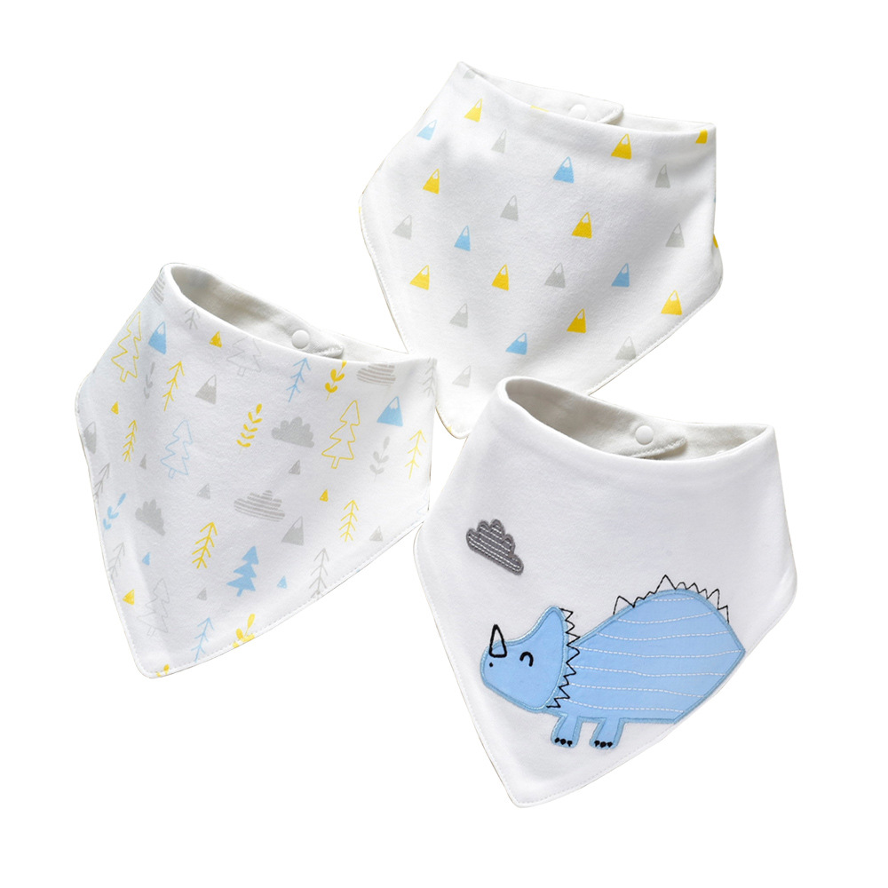 Picture of 3 PCTs Yinxiuli Pure Cotton Baby Slip Towel Baby Snaps Triangle Slip Towel Scarf Bib Bib Cross Border