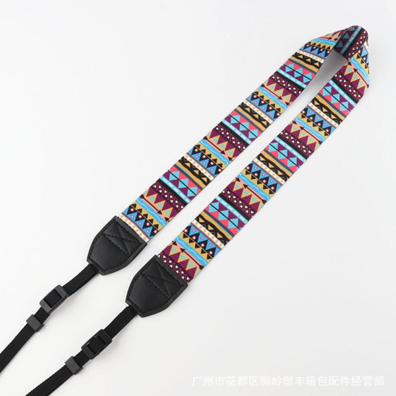 Picture of Retro striped shoulder strap camera strap 3.8cm ethnic pattern SLR widened shoulder strap thermal transfer leather shoulder strap