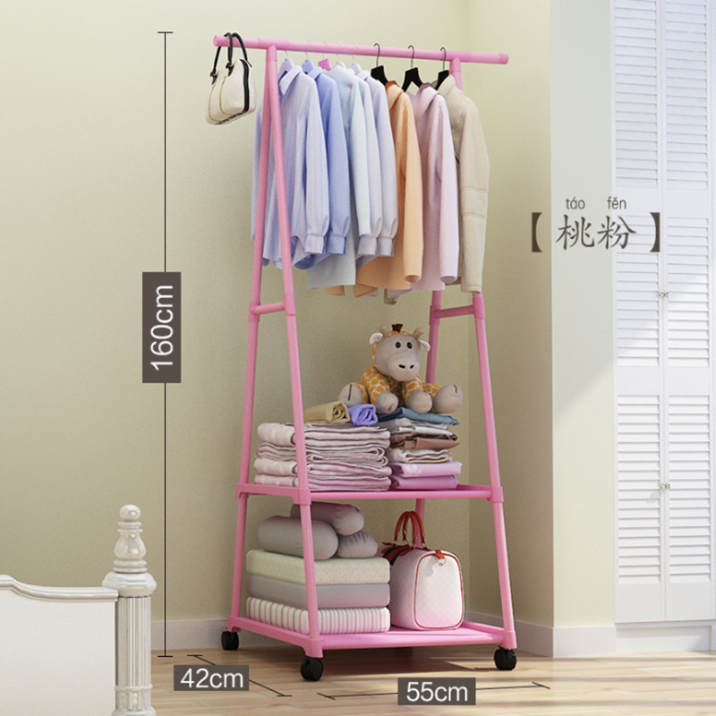 Picture of Coat Rack Triangle Coat Rack Floor Wheeled Mobile Multi-Layer Storage Rack Simple Modern Hanger Drying Rack