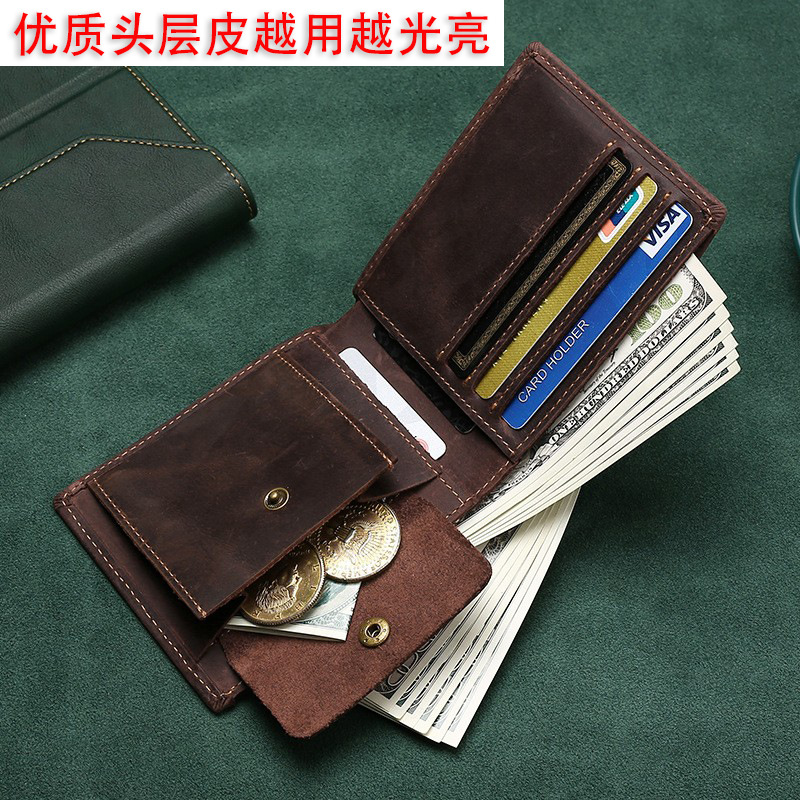 Picture of Men's Genuine Leather Wallet 2022 New Retro Crazy Horse Leather Wallet High-End Brand Men's Wallet Business Fashion Soft