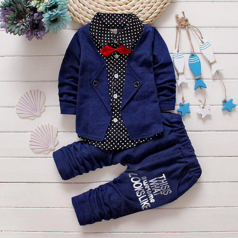 Picture of AliExpress spring and autumn fake three-piece casual Children suit 0-4 years old cartoon printed suit collar fashion
