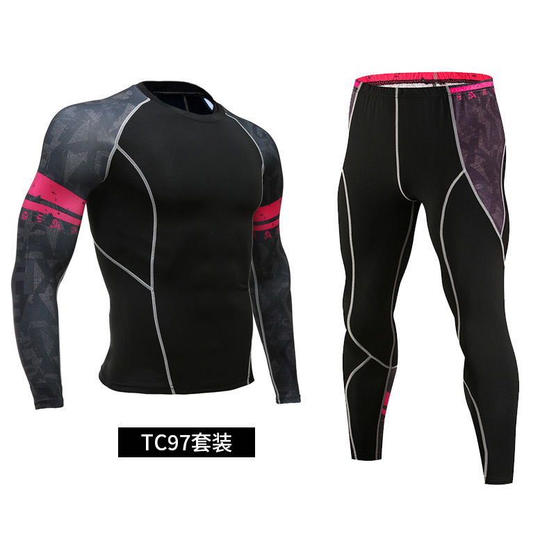 Picture of Fitness suit Men's Full Set Quick-Dry Basketball Printed Training Suit Tight Pants Running Travel Outdoor Fitness Suit