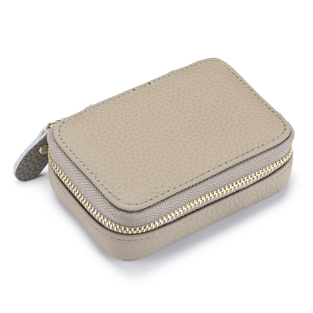 Picture of 2024 Genuine Leather Mini Portable Lipstick Bag with Mirror First Layer Cowhide Storage Bag Coin Coin Headphone Bag for Women