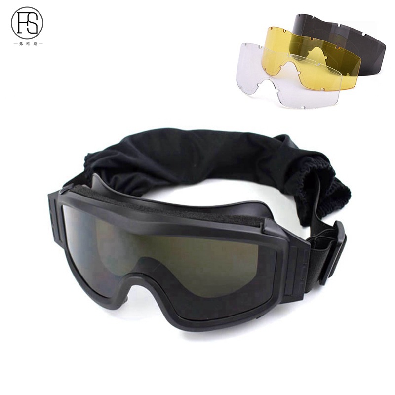 Picture of Cycling goggles goggles Tactical goggles windproof goggles explosion-proof three pairs of lens set riot goggles spot