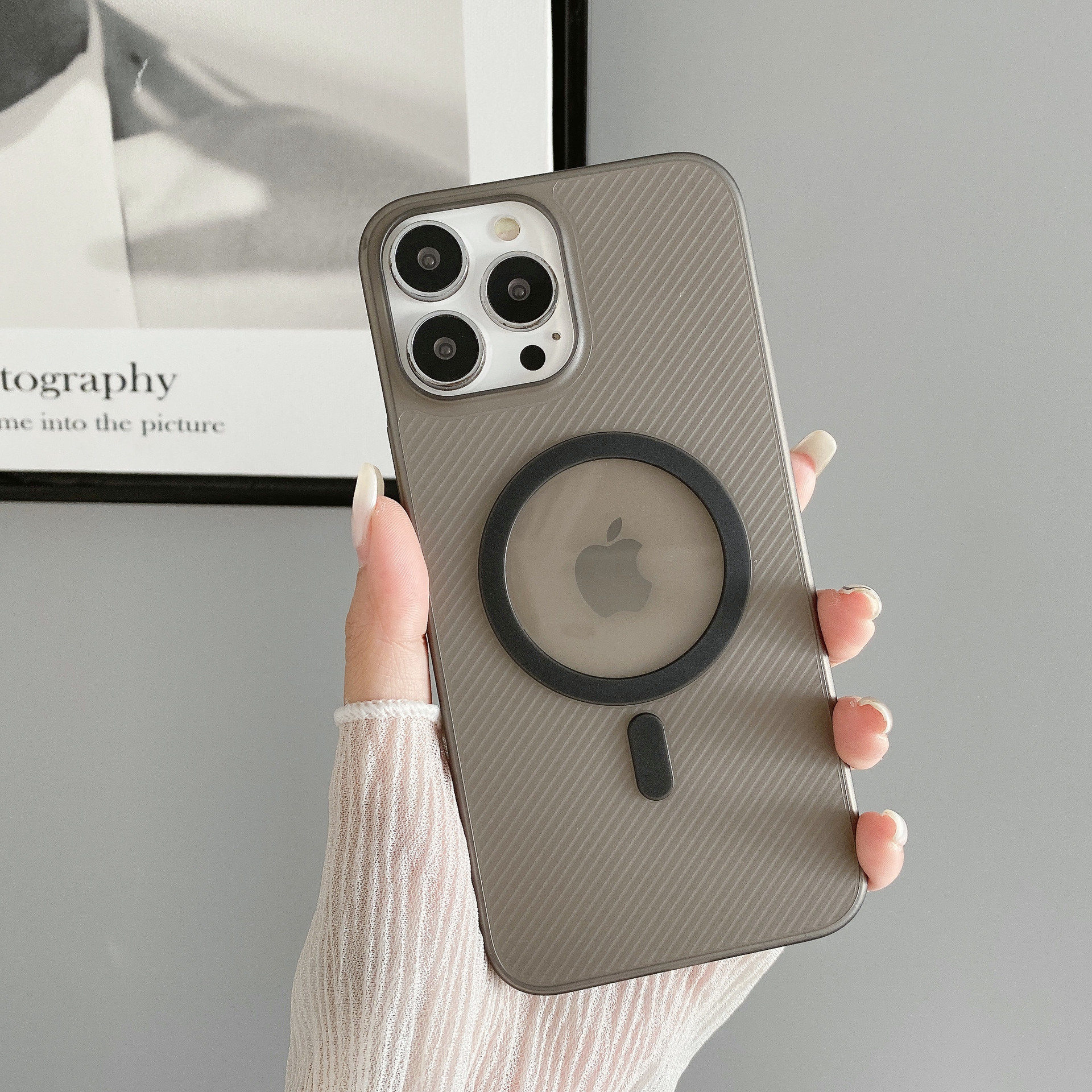 Picture of For Apple 16 Magnetic Attracted Frosted Phone Case iphone15 Simple Protective Case 14promax Ultra-thin 13 Twill