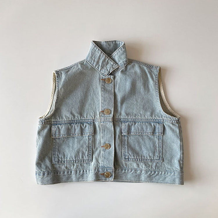 Picture of Children's Spring and Autumn Korean Children's Wear for Boys and Girls Washed Denim Vest ins Sleeveless Jacket Cross-border Small and Medium-sized Children's Top