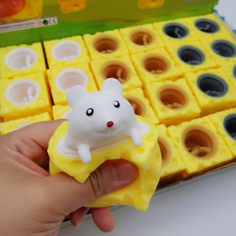 Picture of New creative decompression cute cheese mouse Cup pinch music spoof squirrel Cup decompression vent ball toy