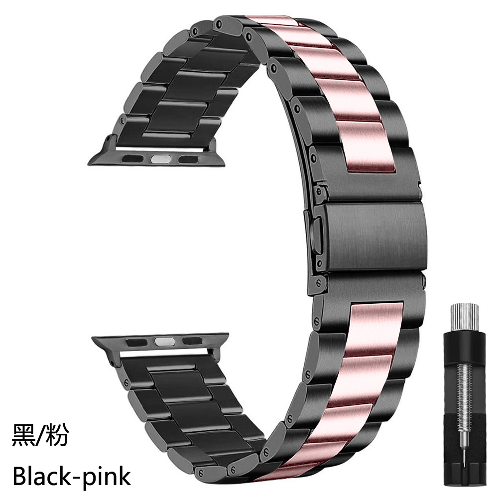 Picture of Suitable for Apple Watch Solid Stainless Steel Three-Bead Metal Business Strap