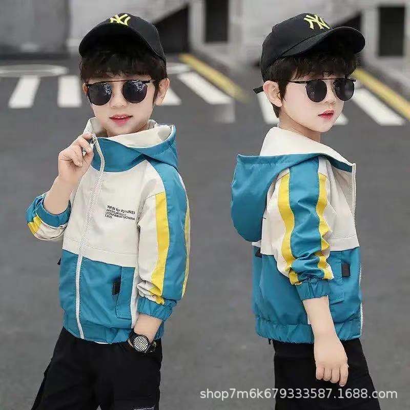 Boys' 2021 New Coat Spring and Autumn Clothes Large Children's Spring Korean Style Trendy Internet Celebrity Rush Clothes for Little Boys