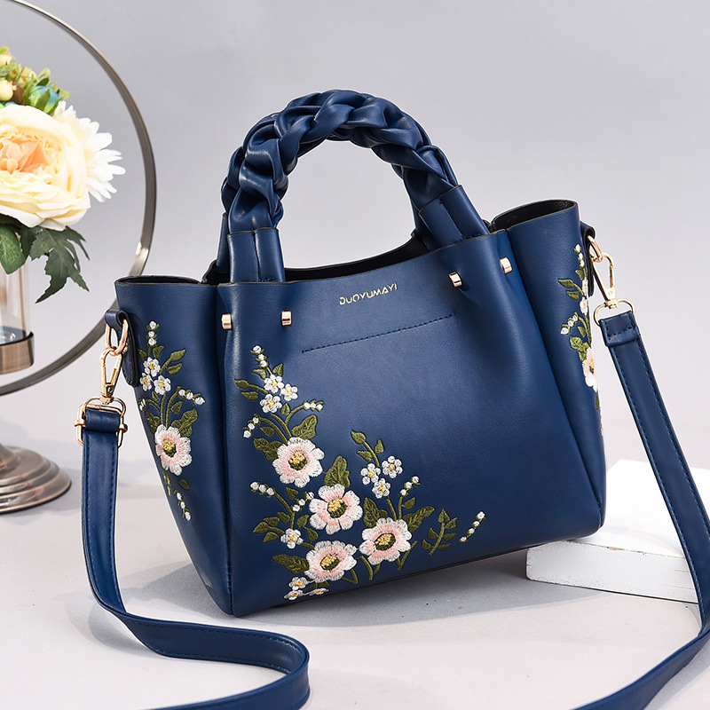 Picture of Spring and Autumn New Women's Bag Handbag Crossbody Bag Embroidered Soft Leather Women's Bag Bucket Bag Women's Bag Soft Bag Women's Bag