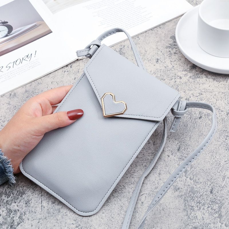 Picture of 2023 New Student Mini Crossbody Women's Bag Women's Heart-Shaped Decorative Transparent Touch Screen Casual Retro Mobile Phone Bag