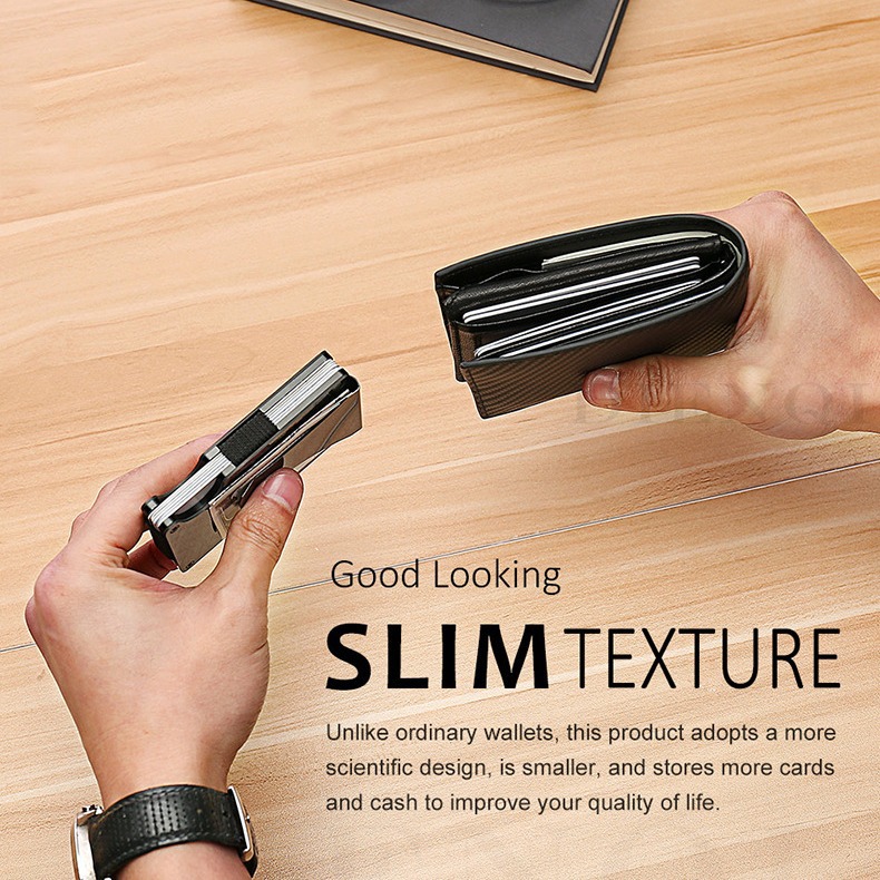 Picture of Carbon Fiber Card Holder Anti-Degaussing Men's Multi-Functional Wallet Card Holder Card Box Anti-Theft Rfid Credit Card Holder