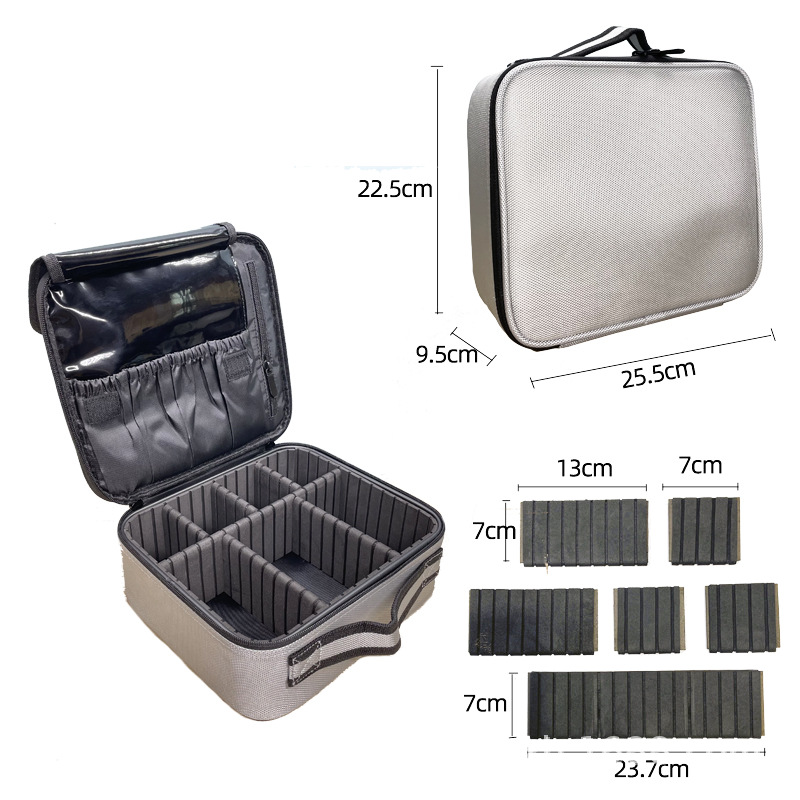 Picture of Amazon Cross-border Cosmetic Bag Large Capacity Simple Waterproof Grey Oxford Cloth Eyelash Embroidery Toolkit