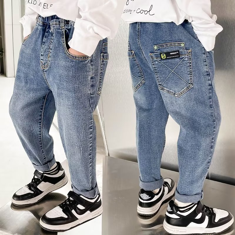 Children's clothing boys' jeans spring and autumn 2024 new children's pants fashionable Korean style medium and big children's Ruan handsome all-matching trousers