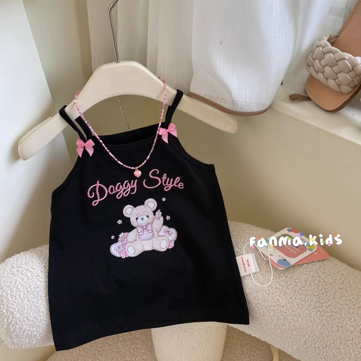 Picture of Printed Vest Bow Girl Children's Clothing Summer New Korean Style Baby Candy Color Cartoon Cute Skin-Friendly Sling